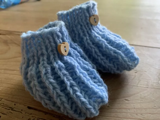 Patucos Bebe Azul 0/3 Meses Zapato Recién Nacido Ganchillo Crochet Artesanal