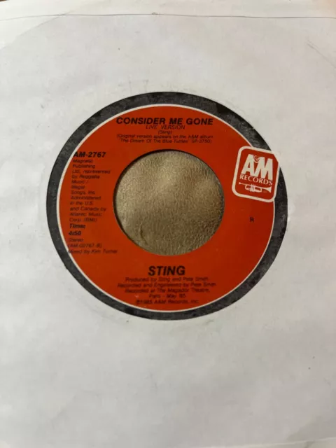 STING - Fortress Around Your Heart / Consider Me Gone 7" 45rpm Vinyl