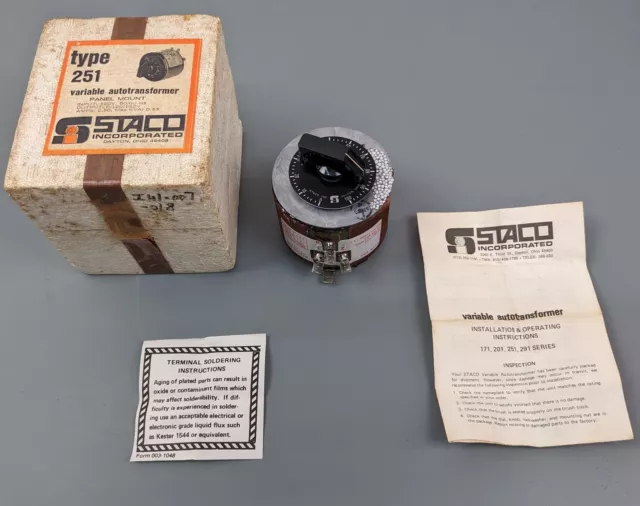Staco 251 Autotransformer, Panel Mount 120v 0.33 KVA, NOS ~ US STOCK!