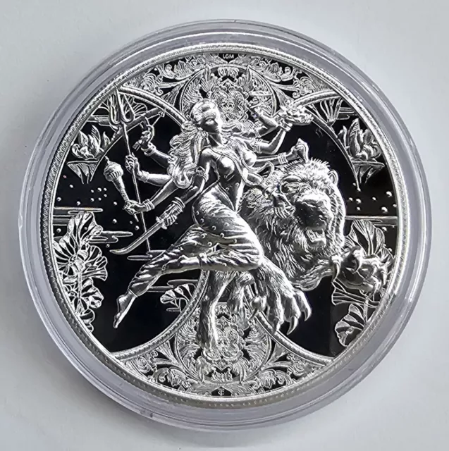 2024 1oz .999 Silver Cameroon Hindu Goddess Durga High Relief BU Coin