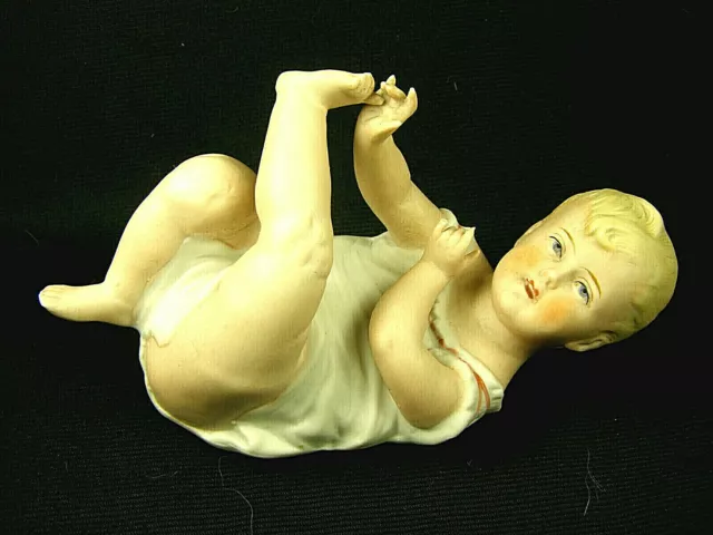 Antique German Porcelain Bisque Piano Baby Girl Playing with Toes
