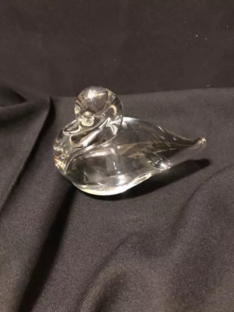 FM Ronneby Sweden VINTAGE Art Glass Bird Duck Figurine Fine Crystal Signed