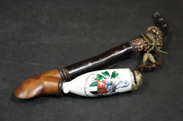 Studentika Porzellanpfeife bemalt Wappen gemarkt Bozen um 1900 (FF831)