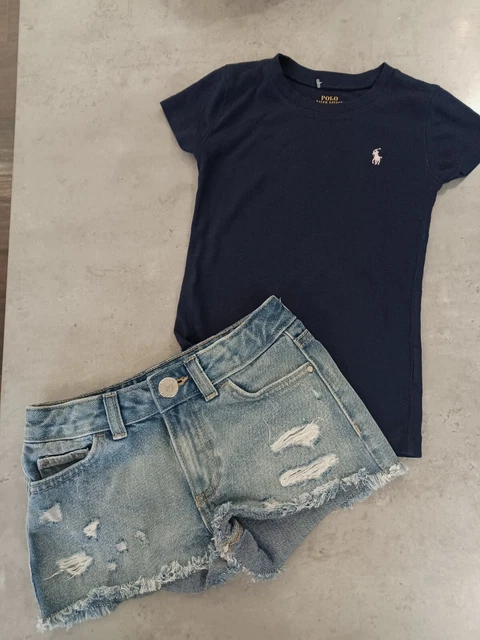 Pantaloncini Denim Ralph Lauren Ragazze Top & River Island Età 5-6 Anni Ottimo Cond