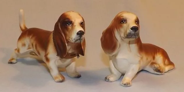 A Quality Product Basset Hound Dogs Salt Pepper Shaker Set Ceramic S&P Japan