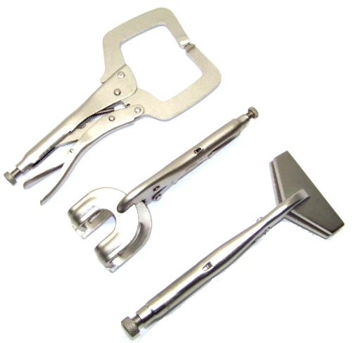 3 pc Locking Welding Clamp Set Locking C no Pad Flat Bill 2 Prong Locking Pliers