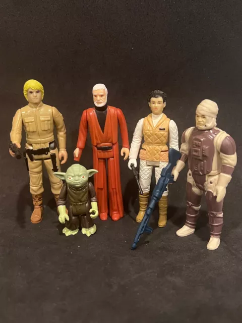 Hasbro Star Wars Retro Collection 3 3/4 Figure Lot Yoda, Leia, Luke, Obi-Wan