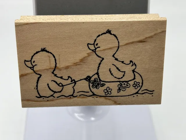 Wood Mounted Rubber Stamp Print. Baby Ducks Card Making, Decoupage Crafts.