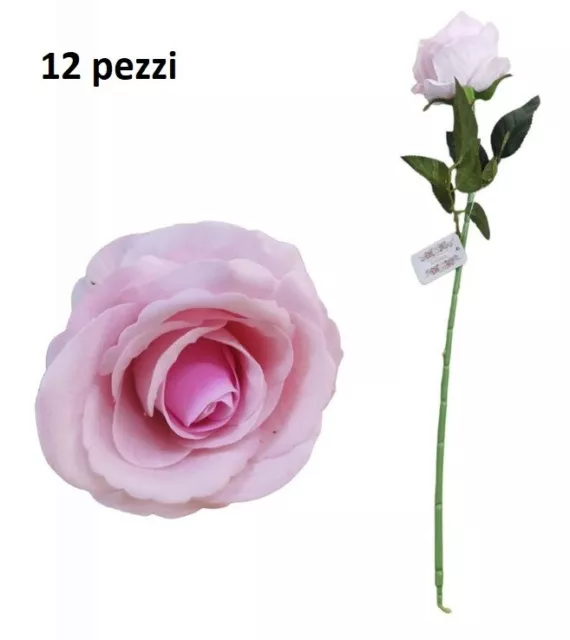 Set 12 Pezzi Rosa Finta Rosa Artificiale Con Ramo Da 50cm Fiore Tessuto bal