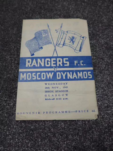 Rangers F.C. v Moscow Dynamos Souvenir Programme - 1945