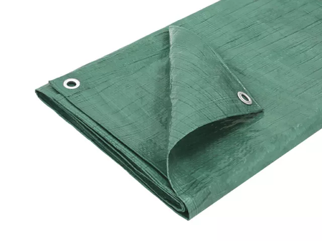 Cladco Lightweight Tarpaulin, Green, 5 Sizes, Waterproof, With Eyelets, 80gsm