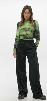 BLACK Pull On Puddle Track Pants 