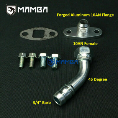 45Deg Turbo Oil Return 3/4"Barb Fitting Kit Garrett T3 T4 TB03 T04B T04E T60 T61