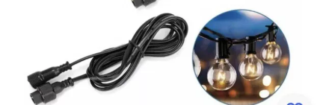 3 Meter Waterproof Extension Cable for G40 Bulb Outdoor Festoon String Lights UK