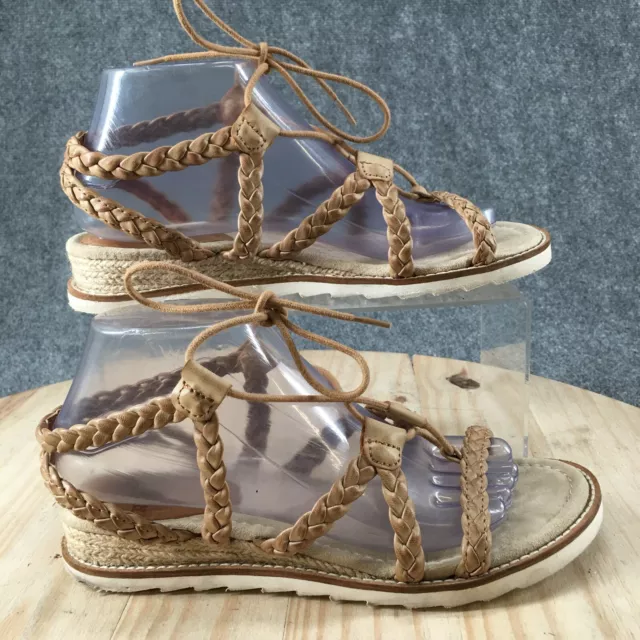 Ruff Hewn Sandals Womens 8 M Pistol Braidy Gladiator Strappy Brown Faux Leather