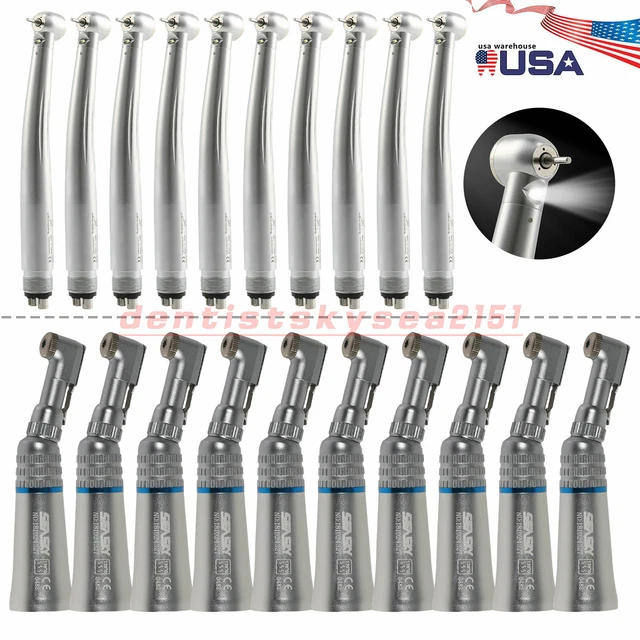 1-10*Dental LED E-generator Fiber Optic Handpiece / Latch Low Speed Contra Angle