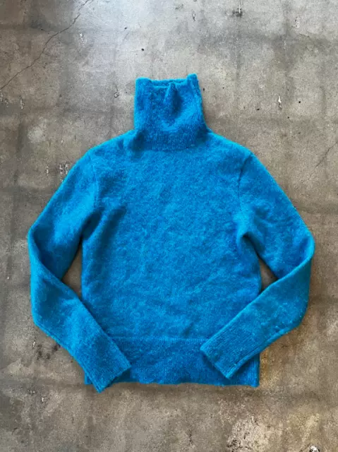 RAF SIMONS x STERLING RUBY	Turquoise Blue Mohair Silk Blend Turtleneck Sweater M