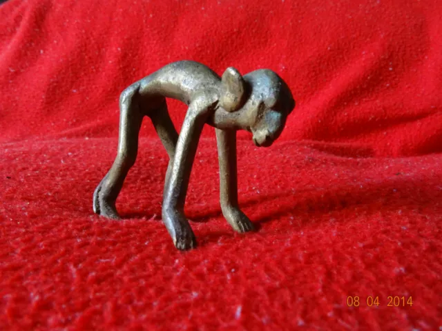 World Rare Vintage African Tribal People Liberian Hand Carved Brass Fine Art #04