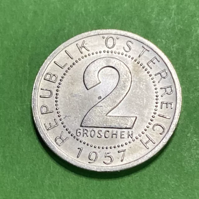 Austria 2 Groschen 1957 Aluminum KM#2876 Gem BU Uncirculated