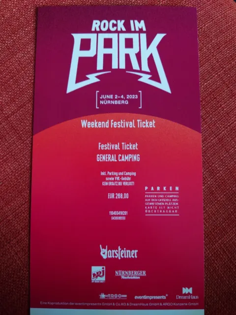 Rock im Park 2023 Weekend Festival Ticket - General Camping/ 2.-4. Juni