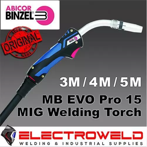 BINZEL MB Evo Pro 15 Mig Welding Torch 180A, 3m 4m 5m Air Cooled MB15 Steel Gun