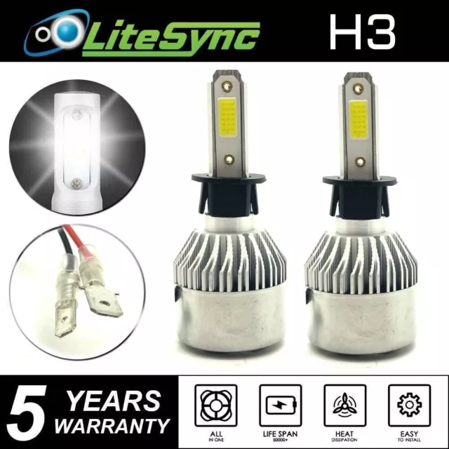 Pair H3 453 100W COB LED Headlight fog light Bulbs 8000LM Canbus error free