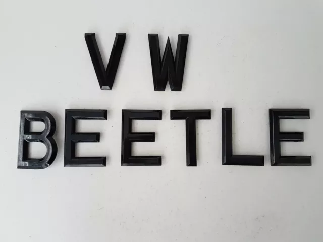 Vintage Unused Black Number Plate Letters Spell VW BEETLE Showroom Mancave Sign