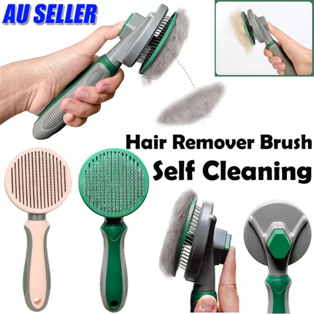 Pet Dog Cat Clean Grooming Self Cleaning Slicker Brush Massage Hair Remover Comb