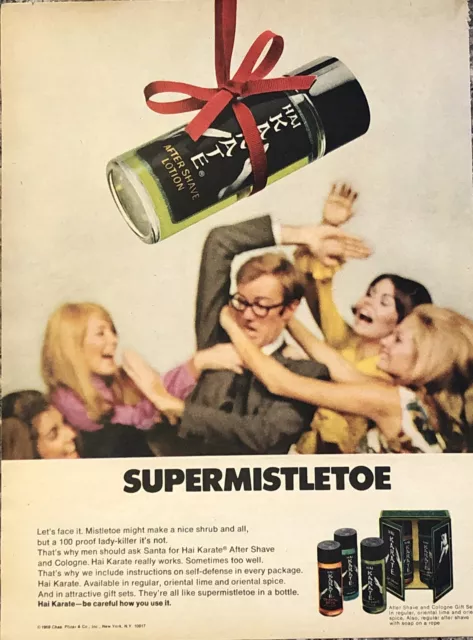 PRINT AD 1969 Hai Karate Cologne After Shave Super Mistletoe Careful How Use It