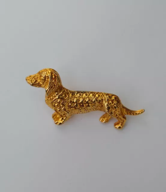 Gold Tone Dachshund Brooch 4.5cm