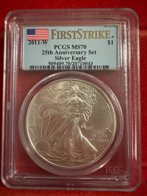 2011-W  Silver Eagle Dollar First Strike 25Th Anniversary  Pcgs Ms70 (Burnished)