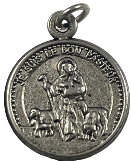 De colección Catholic Je Suis Le Bon Pasteur, ND De Purete Medalla Tono Plata