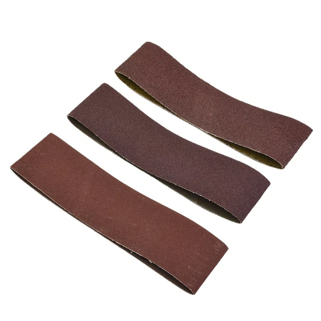 3pcs 76x533mm Sanding Belts Alumina Abrasive Sandpaper Sheets 40-120Grit Tool