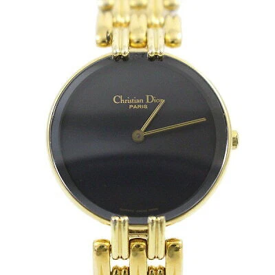 Used Christian Dior Bagira Quartz Women s Watch Black   Gold D46 154 4