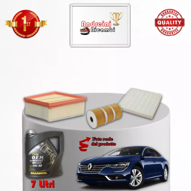 Kit Tagliando Filtri + Olio Renault Talisman 1.6 Dci 118Kw 160Cv Dal 2015 ->