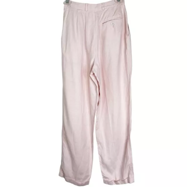 {Basco} Super High Rise Linen Pleated Baggy Light Ankle Pants Pink Women’s 6 2