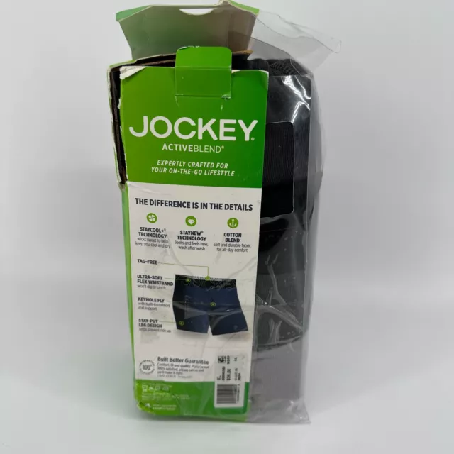 Jockey Active Blend Boxer Briefs Cotton Blend Mens XL 40-42 Blue Gray 4 pack 3