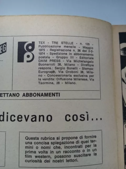 Bonelli - Tex Numero 135 - Diablero - Lire 350 - Anno 1975 - Tre Stelle 3