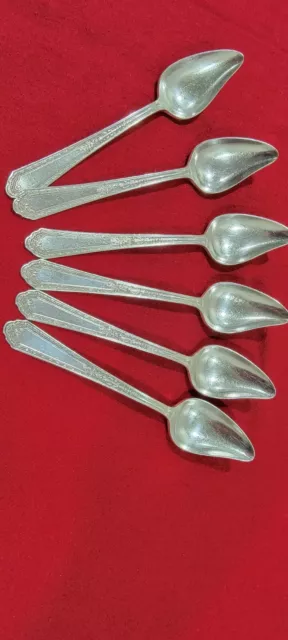 Antique Holmes & Edwards 1925 Romance 1 Superplate Set of 6 Fruit Spoons