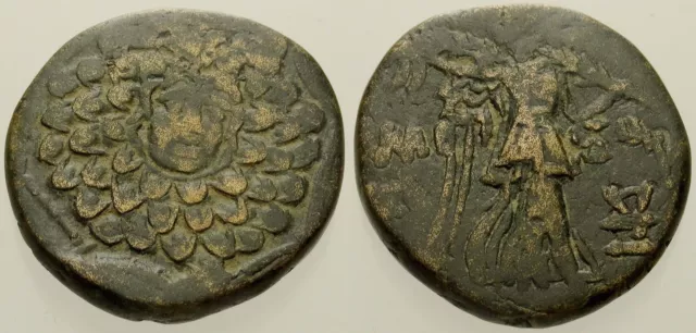 063. Greek Bronze Coin. PERGAMON, Mysia. AE-20. Head of Athena / Nike. Fine