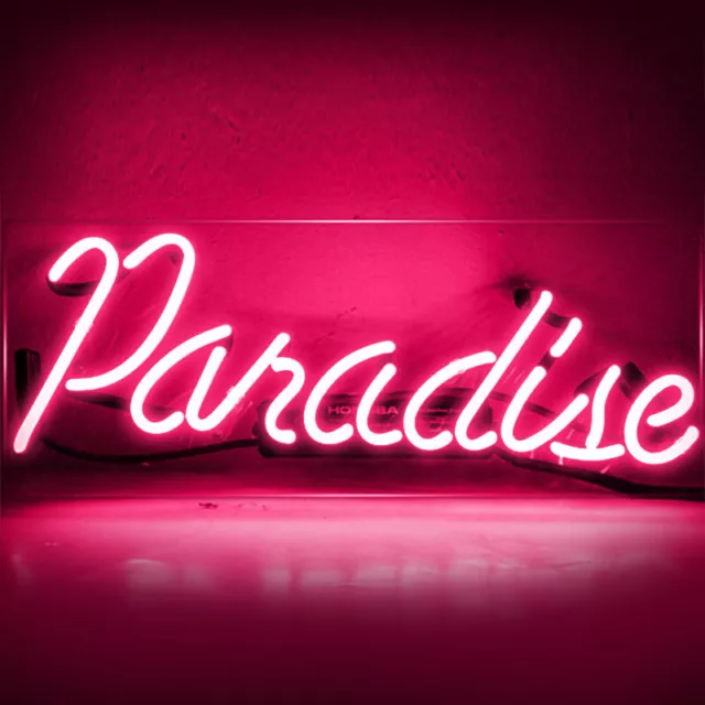 14"x7"Rosa Paradise Neon Sign Party Heim Zimmer Wandbehang Neonwerbung Geschenk