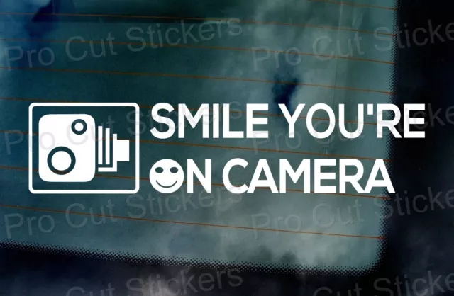 Smile You're on Camera Dash Cam Car Window Bumper Funny Novelty Sticker Decal