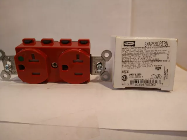 Hubbell Wiring Device-Kellems Snap8300rtra 20A Duplex Receptacle 125Vac 5-20R Rd