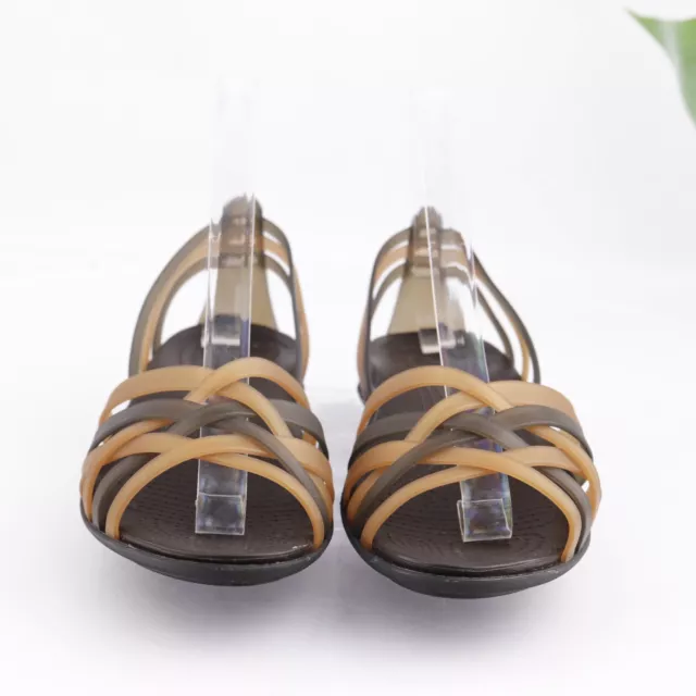 Crocs Women's Isabella Huarache Sandal Size 8 Tan Brown Rubber D'Orsay Flat Shoe 2