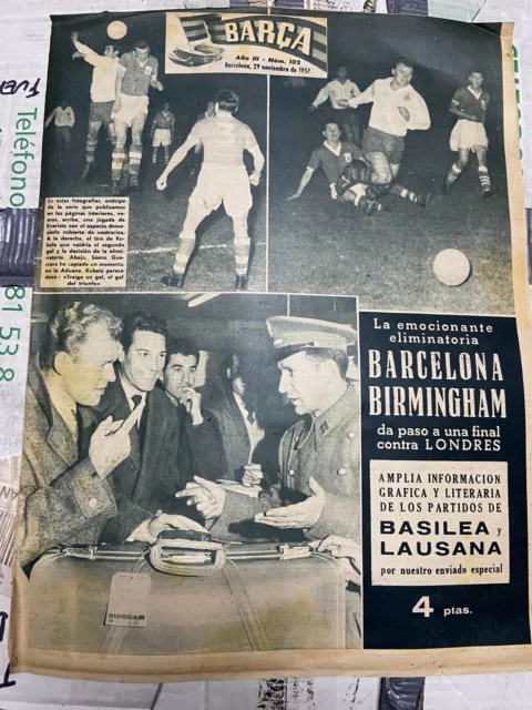 1957 Official Magazine Barcelona 2-1 Birmingham City Inter-Cities Fairs Cup Rare