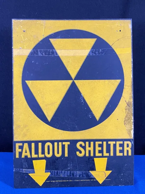 Original Fallout Shelter Tin Metal Sign Vintage 1950's Nuclear Era