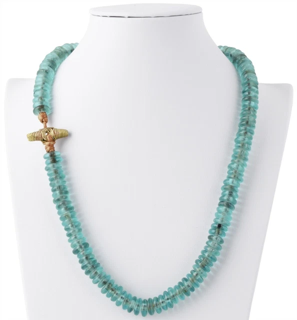 Handmade necklace recycled glass beads brass Krobo Ashanti African trade jewelry
