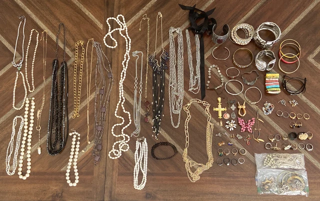 Mixed Jewelry Lot 925 Avon Rings Vintage to Now Costume Pearls Japan Albone