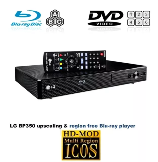 LG BP350 MULTI REGION Free ABC DVD 1-6 Compact Blu-Ray Player RB