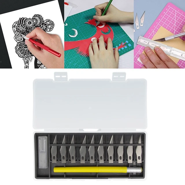 Art Carving Cutter With 10Pcs 11# Blade Set Paper Sticker Cutter Wood Handicraft